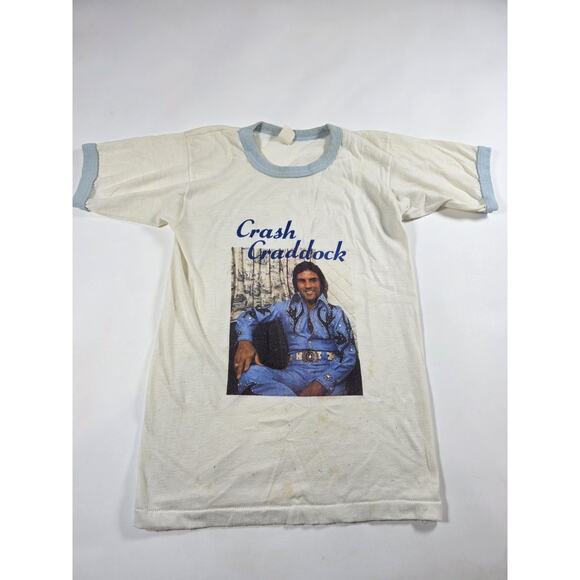 Vtg 70s Crash Craddock Faded Shirt Small Country Music Tour Concert - Picture 1 of 2
